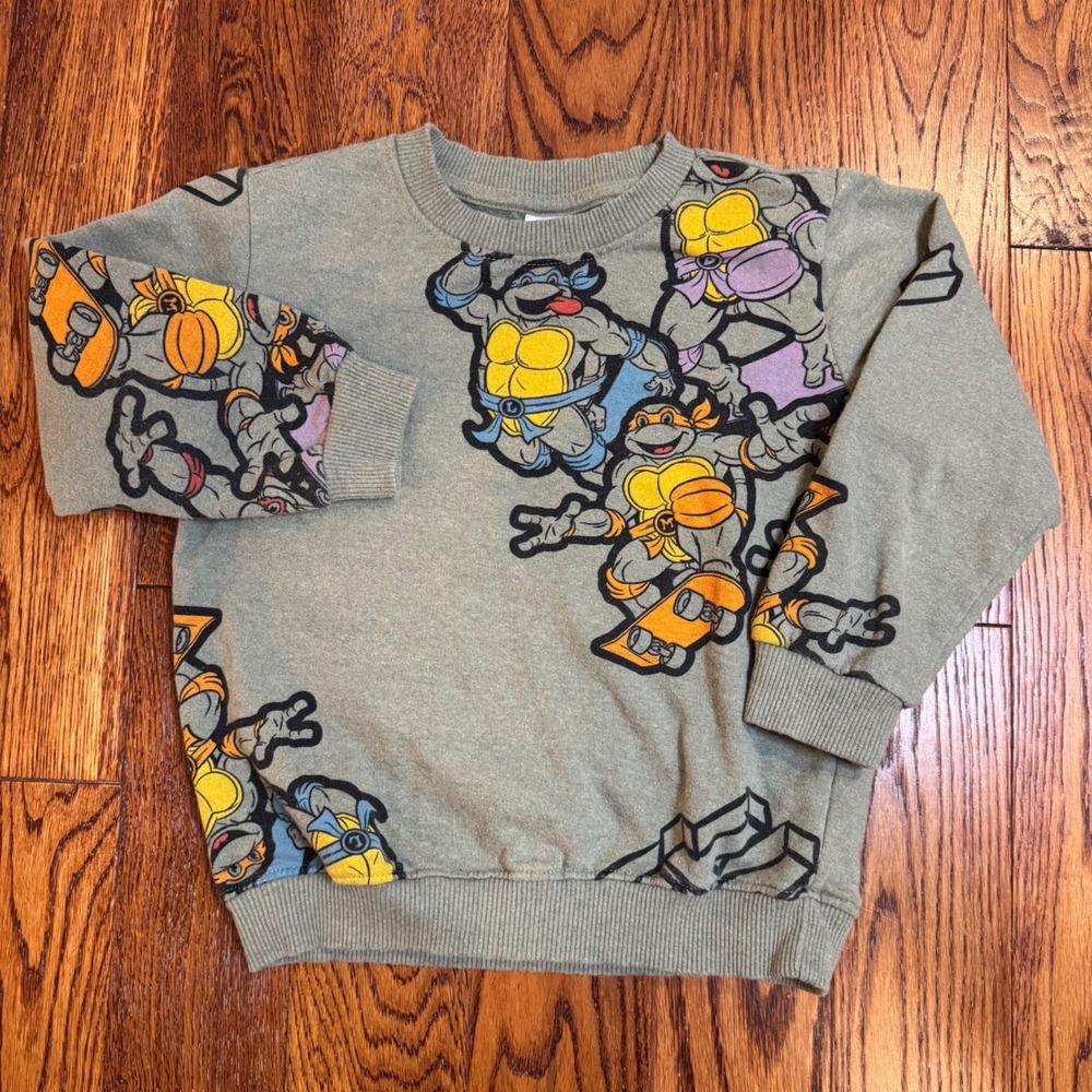 Teenage Mutant Ninja Turtles TMNT Skateboard Green Graphic Sweatshirt Kids 5/6